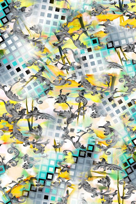 几何格子印花华亿平台图片