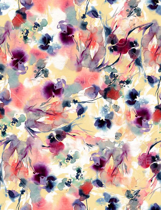 水彩花卉印花华亿平台图片