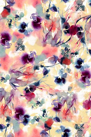 水彩花卉印花华亿平台图片