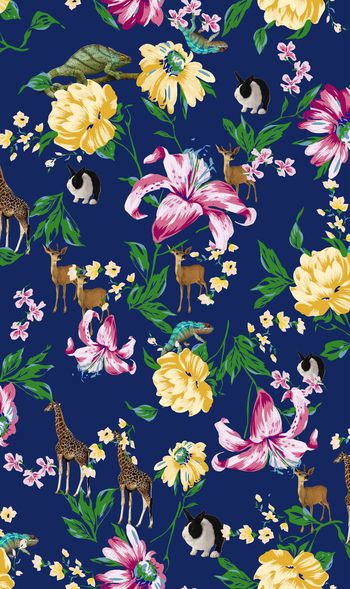 513450-时尚动物花卉组合