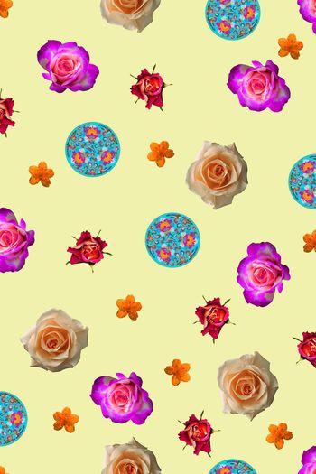 513776-满版写实花卉复古纹样组合