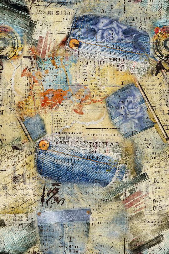 牛仔布口袋印花华亿平台图片