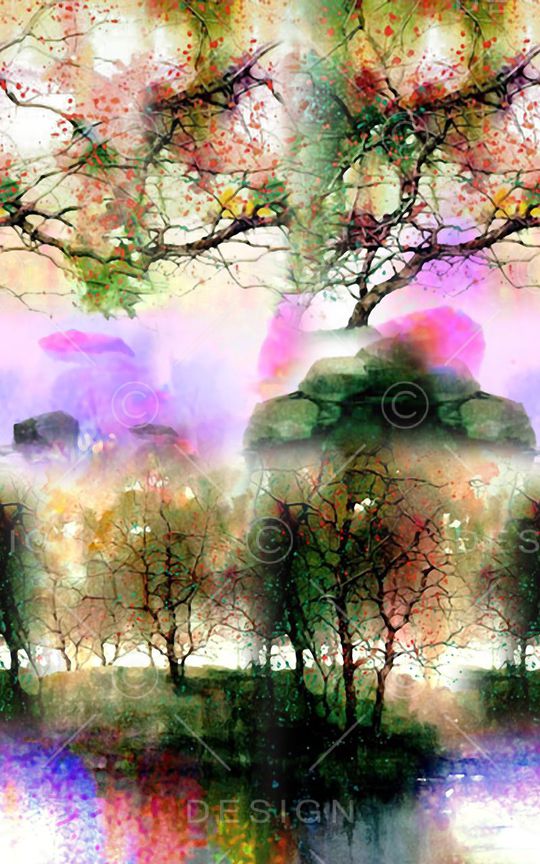 风景画印花华亿平台图片