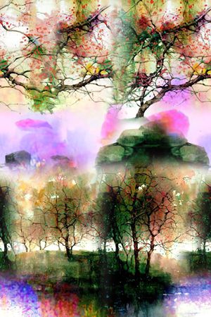 风景画印花华亿平台图片