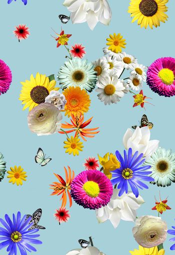 514002-流行时尚菊花花卉蝴蝶组合