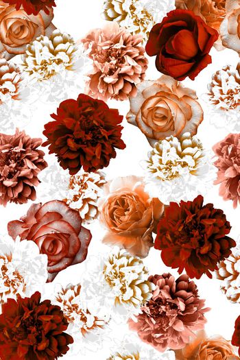 514146-满版时尚淡雅数码花卉连衣裙印花设计