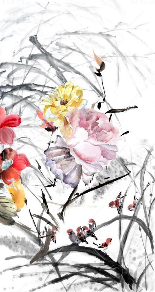 水墨印花华亿平台图片