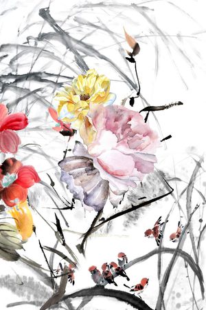 水墨印花华亿平台图片