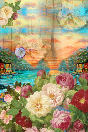 花卉印花华亿平台图片