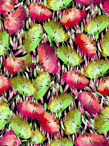 514556-复古 手绘 花卉 女装华亿平台