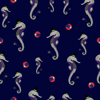 514584-满版卡通海马排球印花