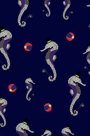 卡通  海马  小球印花华亿平台图片