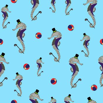 514585-满版卡通海马排球印花