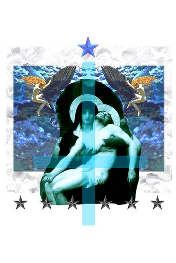 514672-原创欧美大牌圣母五角星定位花数码印