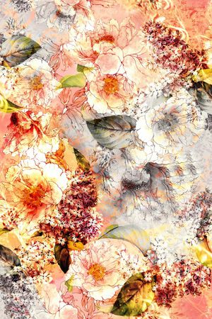 水彩花卉印花华亿平台图片