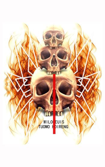 514924-原创火焰冰焰骷髅头棉衣丝绸丝巾围巾