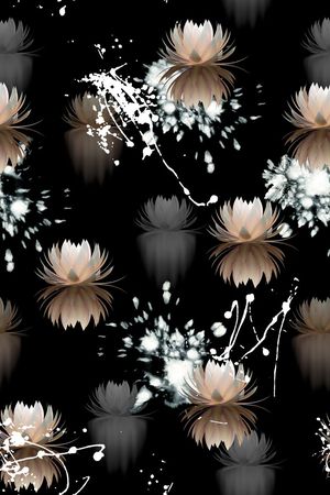 时尚数码黑底高端花卉印花华亿平台图片