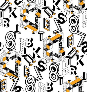 515093-潮流时尚立体几何数字空间数码印花