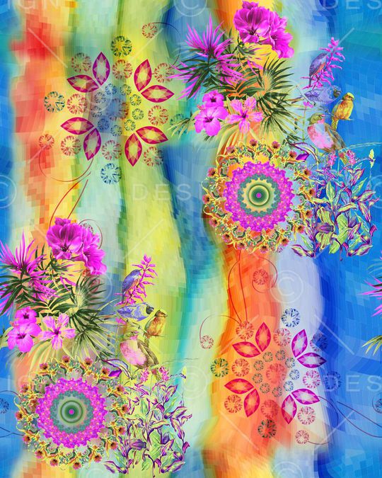 花鸟印花华亿平台图片