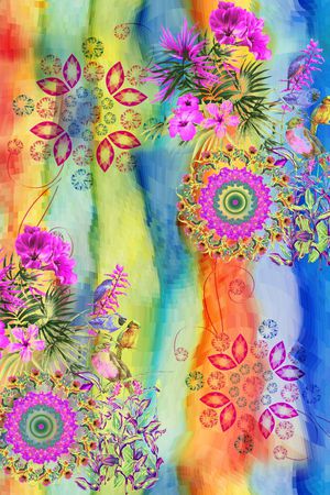 花鸟印花华亿平台图片