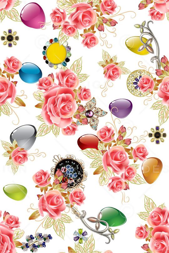 流行时尚珠宝花印花华亿平台图片