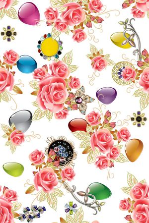 流行时尚珠宝花印花华亿平台图片