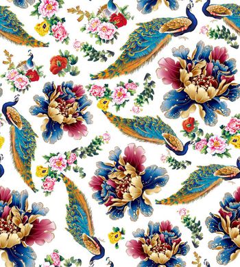 515524-时尚潮流女装高贵艳丽孔雀花朵花卉