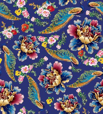 515526-时尚潮流女装高贵艳丽孔雀花朵花卉