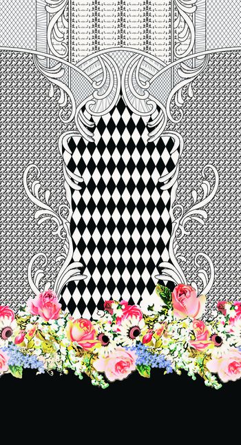 515742-原创大牌花卉几何方格佩斯利定位华亿平台