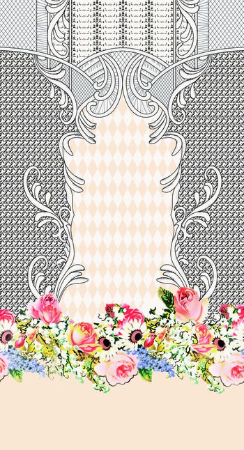 515743-原创大牌花卉几何方格佩斯利定位华亿平台