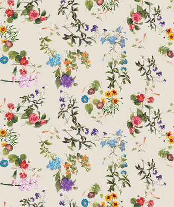 515849-	潮流时尚复古手绘花卉数码印花.