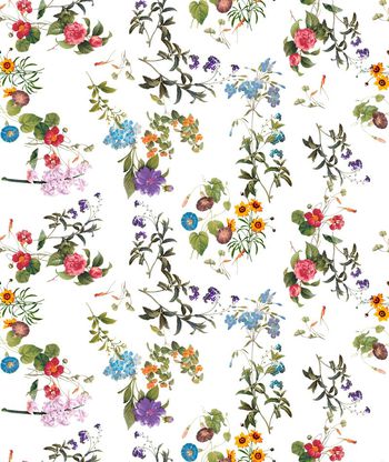 515850-	潮流时尚复古手绘花卉数码印花.