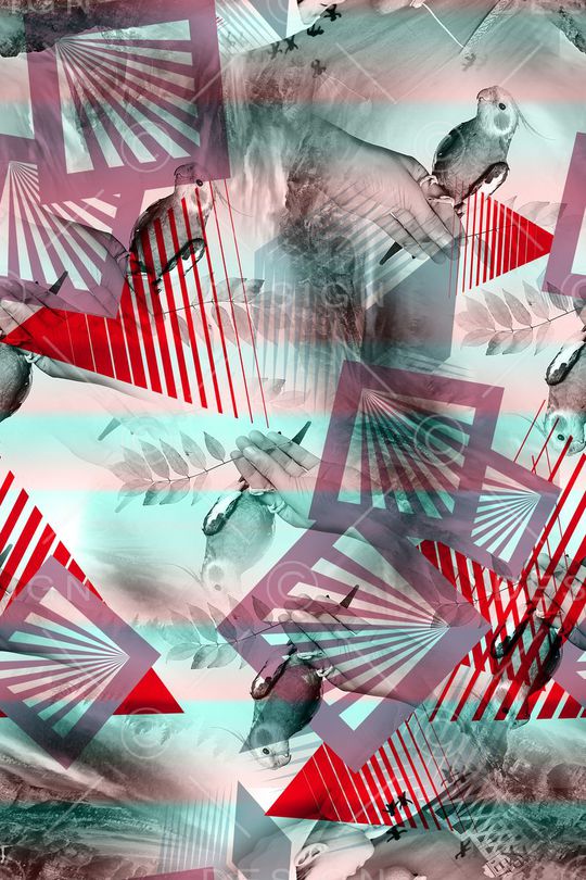 抽象几何印花华亿平台图片