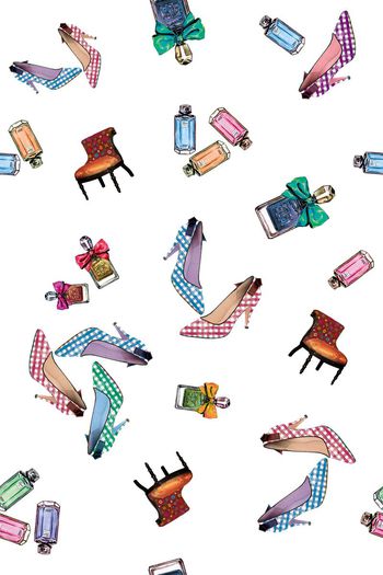 516045-复古趣味女士用品化妆饰品旅行印花