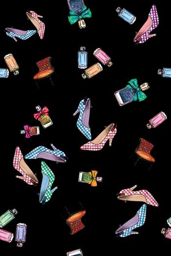 516046-复古趣味女士用品化妆饰品旅行印花