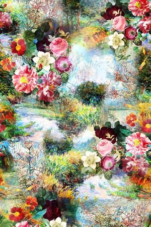 森林油画印花华亿平台图片