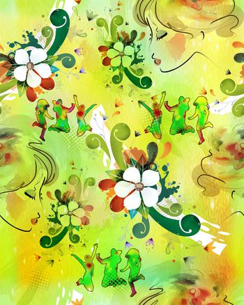 水彩水墨印花华亿平台图片