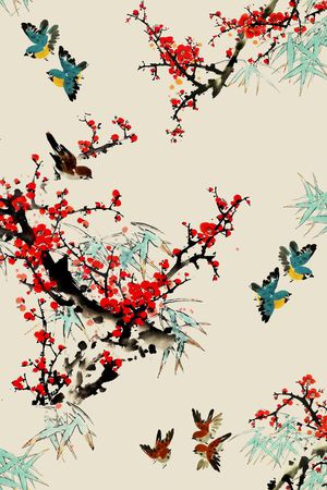 花鸟印花华亿平台图片