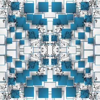 516394-几何对称方块线条植物花卉
