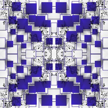 516395-几何对称方块线条植物花卉