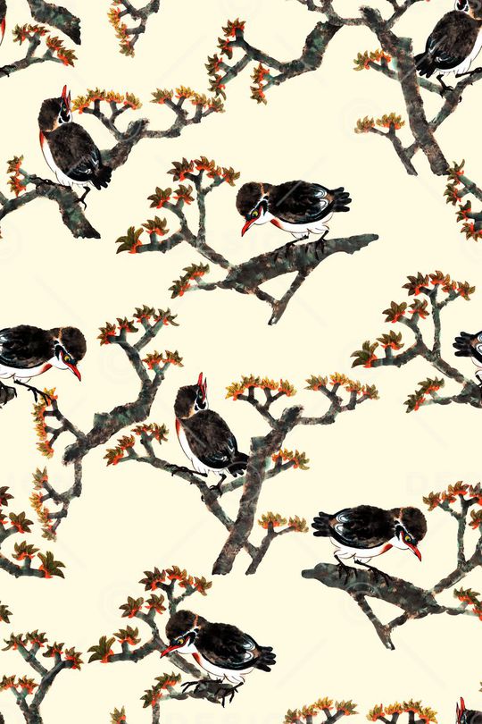 手绘泼墨中国风印花华亿平台图片