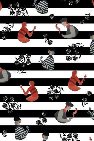 黑白条纹印花华亿平台图片