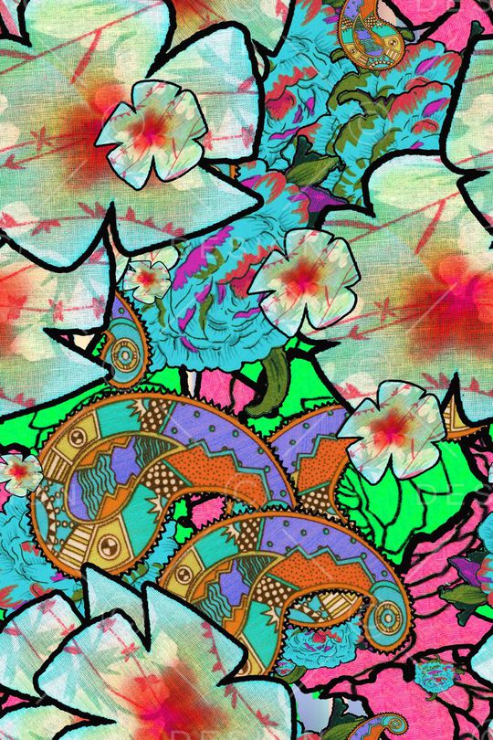 鲜艳花卉印花华亿平台图片