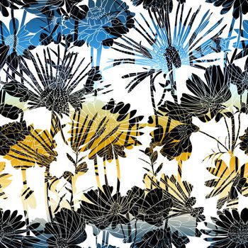 516948-简约黑白渐变剪影植物花卉组合女装衬