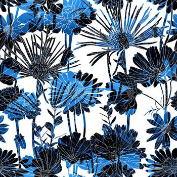 516949-简约黑白渐变剪影植物花卉组合女装衬