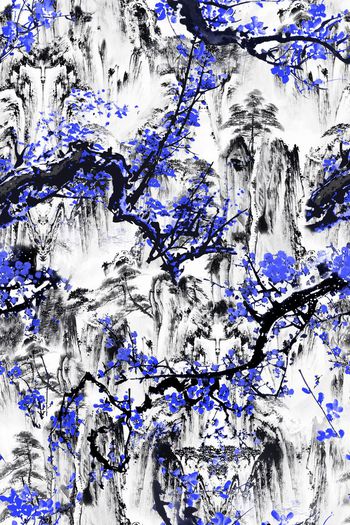 517142-中国风 山水梅花图案