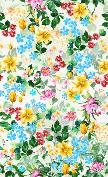 517146-时尚 潮流 花卉 组合 满版 长裙