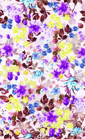 517147-时尚 潮流 花卉 组合 满版 长裙