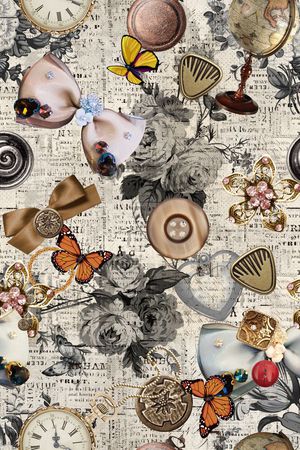 复古欧美生活用品纽扣珠宝表花卉大牌女装 箱包面料印花华亿平台图片