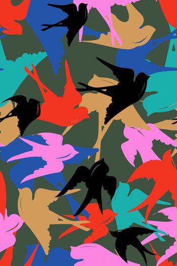 517316-多彩迷彩飞鸟燕子